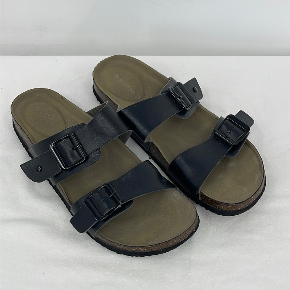 MADDEN GIRL SIZE 8M Black Double Strap Sandals